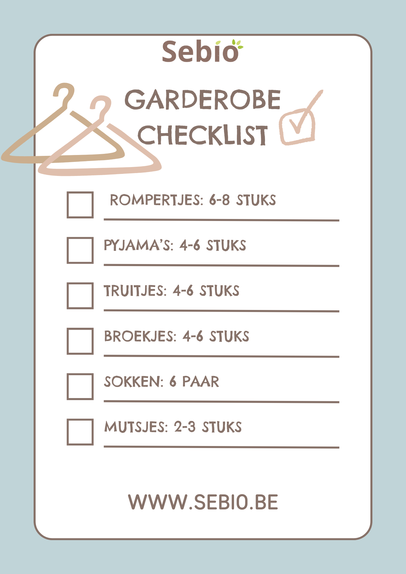 Checklist babykleertjes